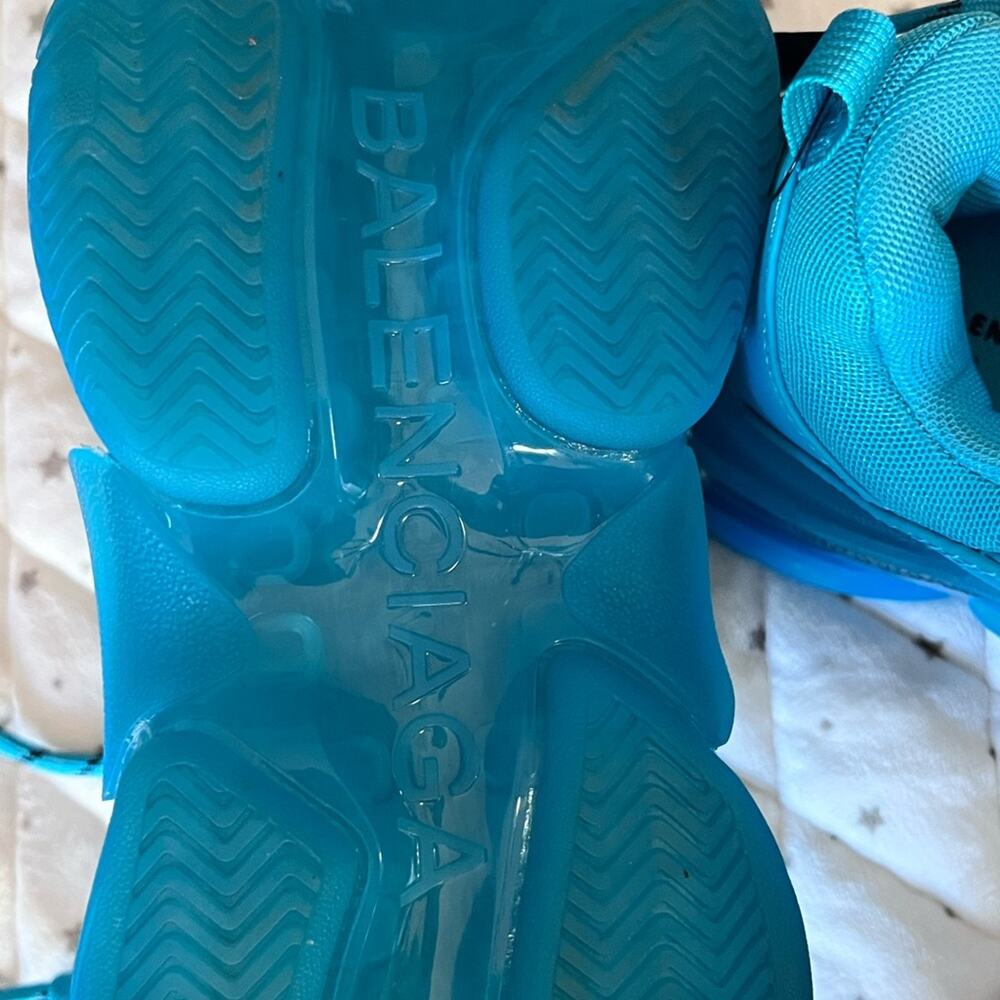 Balenciaga Triple S Clear Sole Cyan Blue Chunky Dad Sneaker NIB Womens Size 37 - Picture 5 of 13
